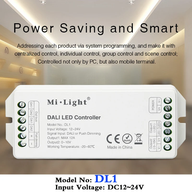 Светодиодный контроллер MiBOXER DL1 DALI DC12 ~ 24 В Входной сигнал Dimming/Push dimmingMax 12A