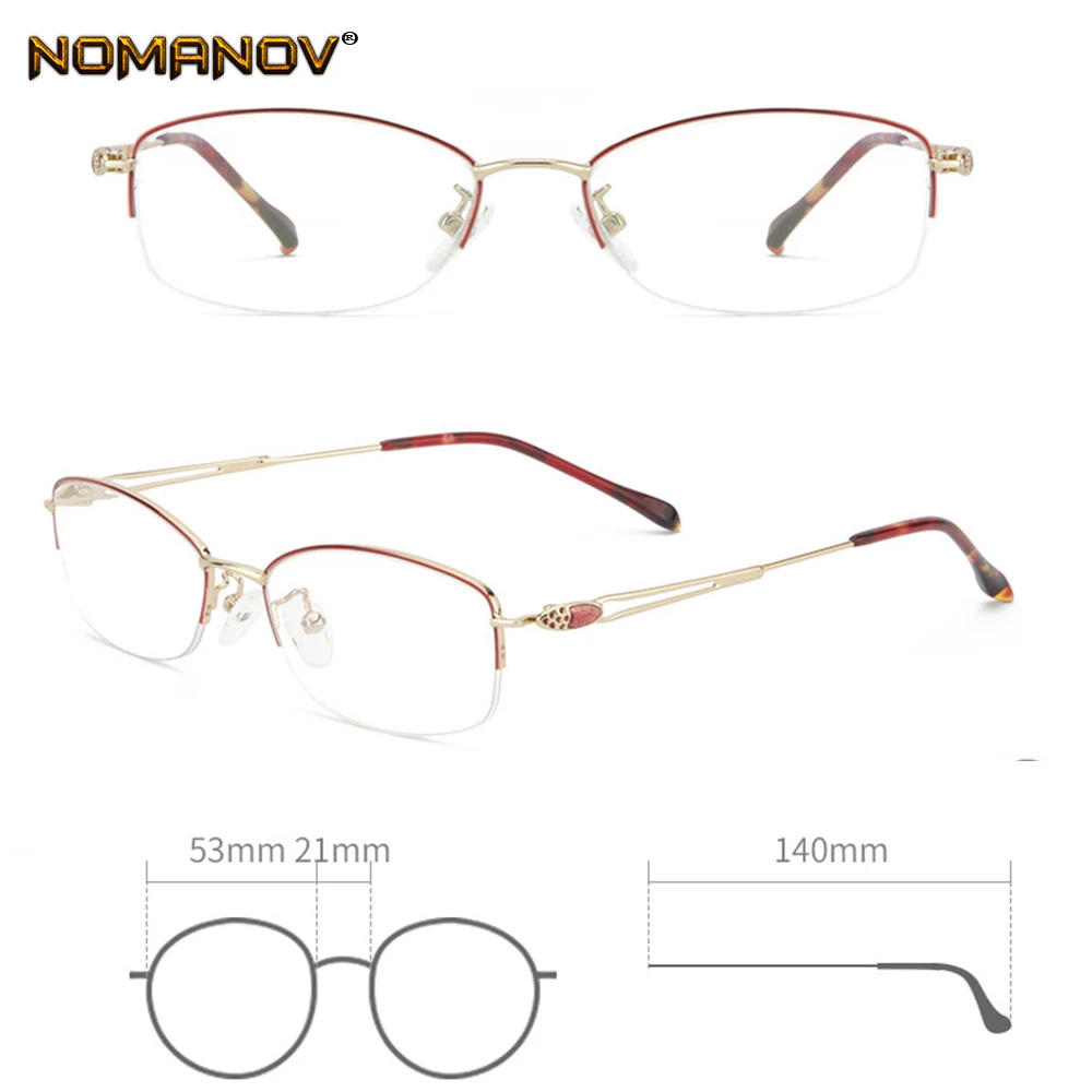 2019 Полуободковые женские элегантные ультралегкие очки по рецепту на заказ