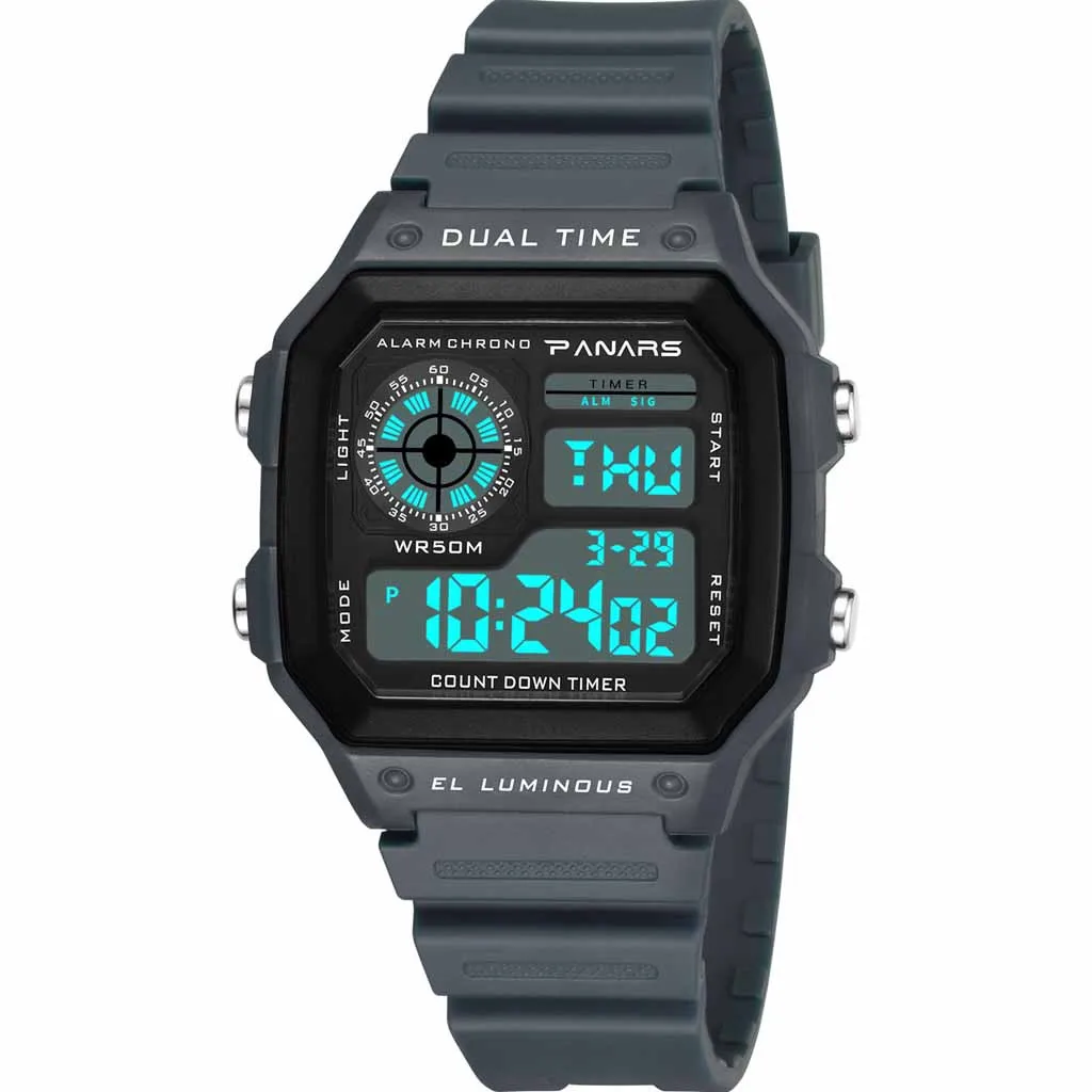 C Водонепроницаемые мужские многофункциональные электронные часы Dual Time, светодиодный, цифровые часы, модные мужские часы gif, для спорта на открытом воздухе - Цвет: C