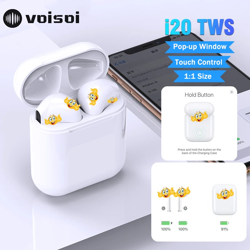 I20 наушники вкладыши TWS с 1:1 Размеры Bluetooth PK w1 чип Беспроводной гарнитура супер