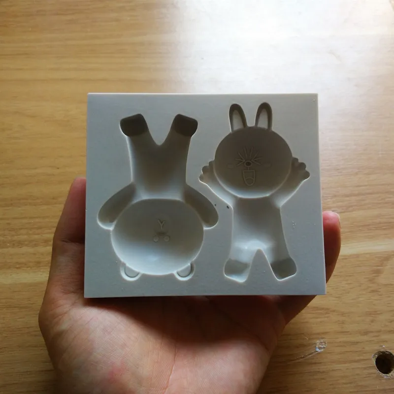 Милый медведь с кроликом 3D силиконовая форма для торта мыло свечи формы кухонной