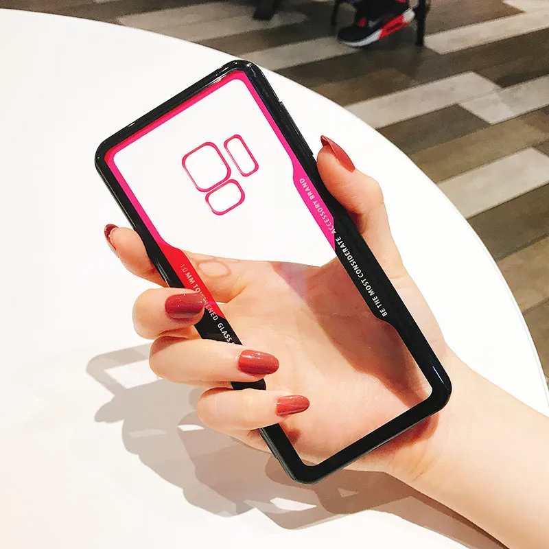 Для Samsung Galaxy S7 Edge S8 S9 Note 8 9 A8 A6 Plus J6 J3 J5 J7 2017 Прозрачный жесткий пластиковый