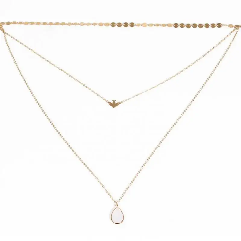 Trendy Sequinned Layered Necklace Set Women Accessories Layering Minimalist Jewelry Female Bijoux Femme | Украшения и аксессуары