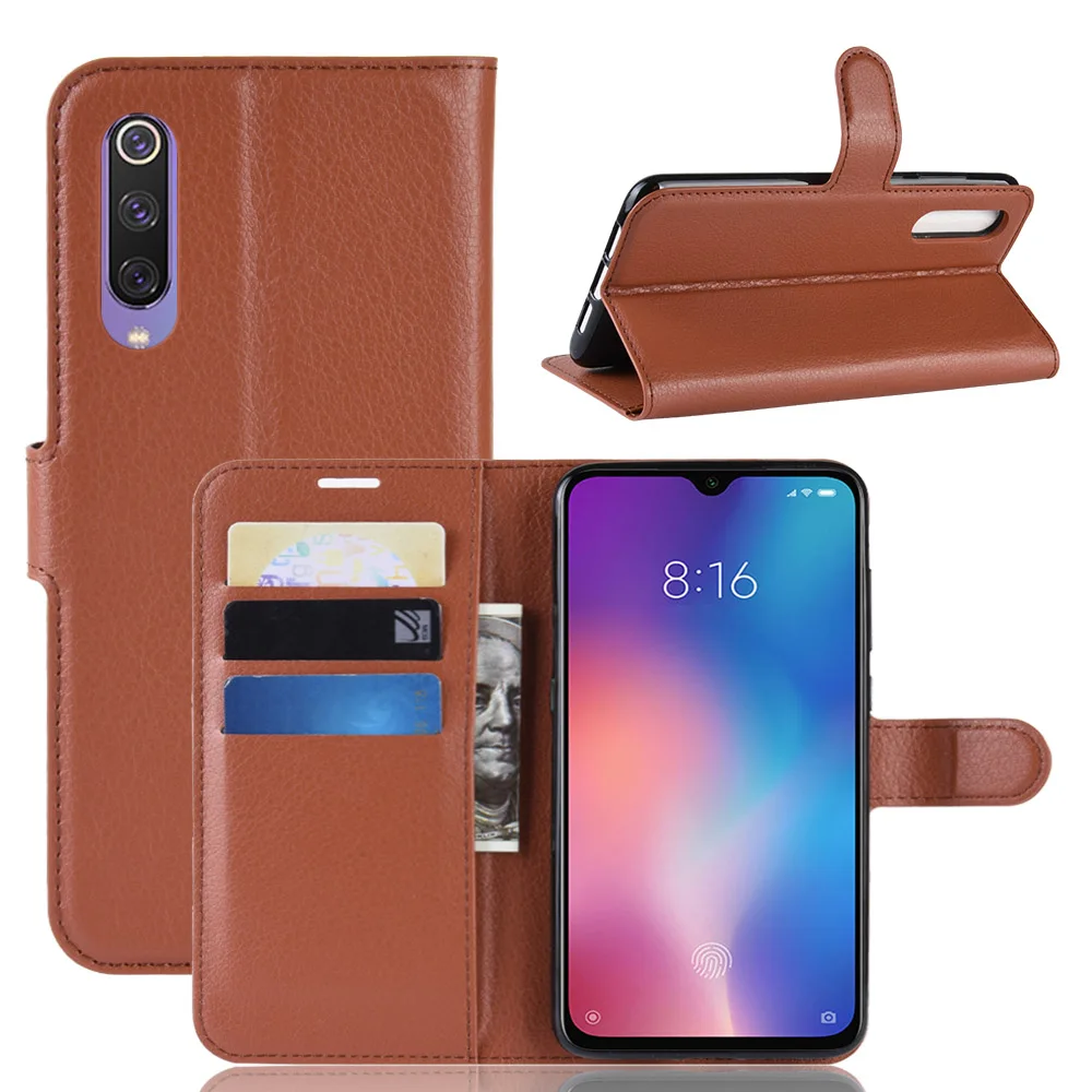 10 шт./лот личи зерна флип из искусственной кожи чехол для Xiaomi Mi 9