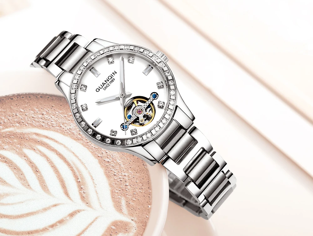 Reloj Mujer GUANQIN часы женские Автоматические турбийон платье Лидирующий бренд известный механические часы водонепроницаемые bayan kol saati