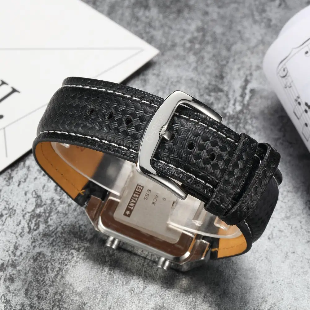 Мужские электронные кварцевые часы с хронографом и кожаным ремешком|wristwatch