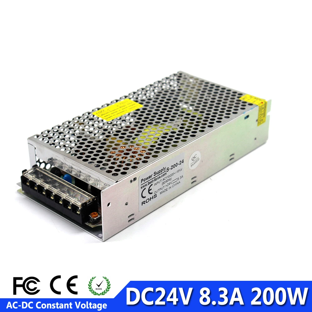 Светодиодный источник питания 24V 8.3A 200W импульсный Трансформатор 110V 220V AC DC драйвер