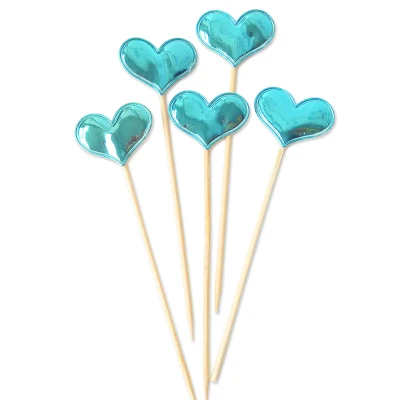 blue heart 5 шт. Симпатичные Золотой синий и красный цвета звезды торт Топпер для с изображением пирожного на день рожденья Детские флажки для душа вечерние Свадебные Изделия для декорации - Цвет: blue heart