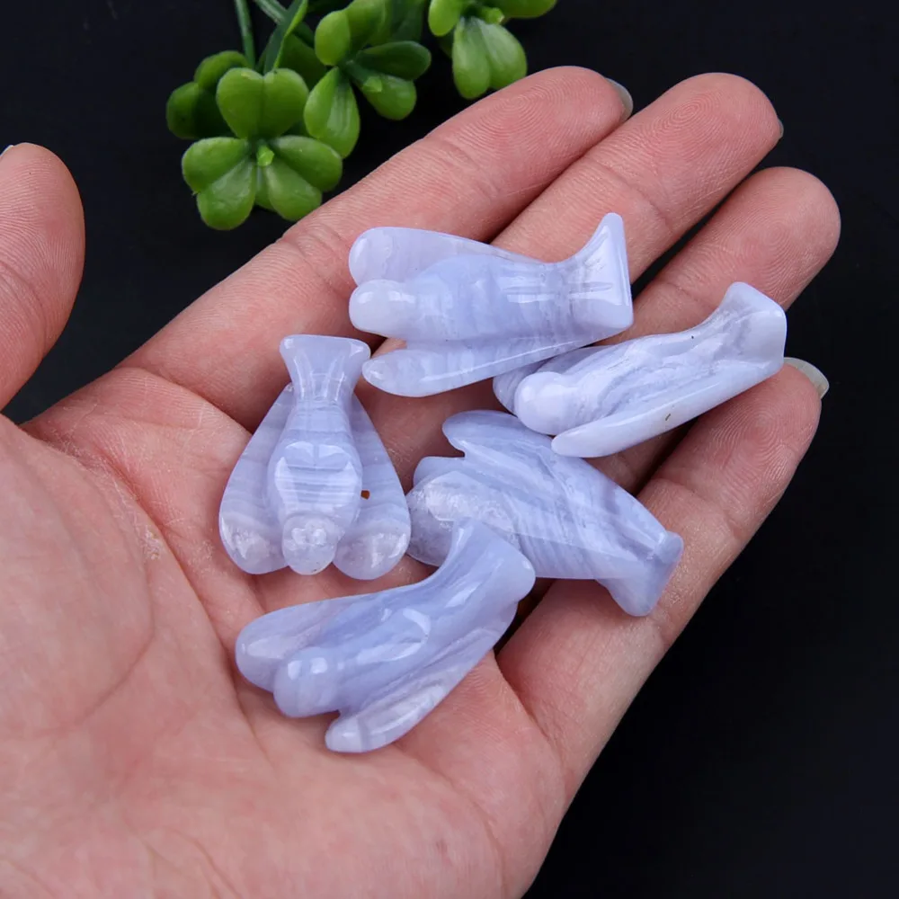 1 5 &quotнатуральный синий кружево Агат резная статуя Ангела Коллекция с крыльями