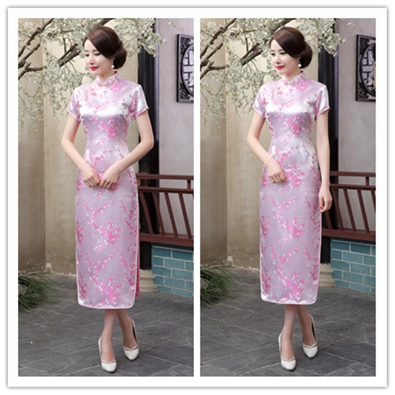 17 цветов китайские традиционные костюмы Женское облегающее платье Cheongsam Tang костюм Дракон и Феникс раскол платье сексуальное кимоно