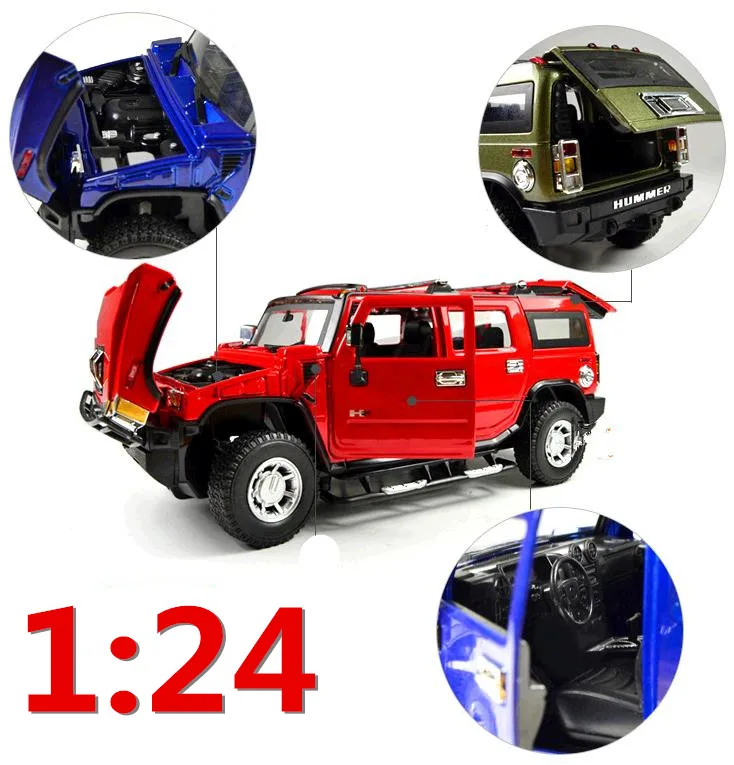 1:24 модель автомобиля Hummer H2 модели автомобилей из сплава высокая джипа