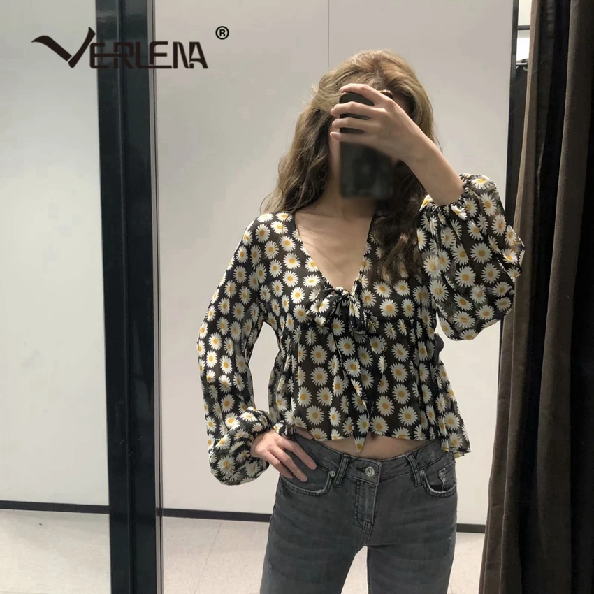 Женская шифоновая блузка Verlena с бабочкой и гофрированным краем треугольным