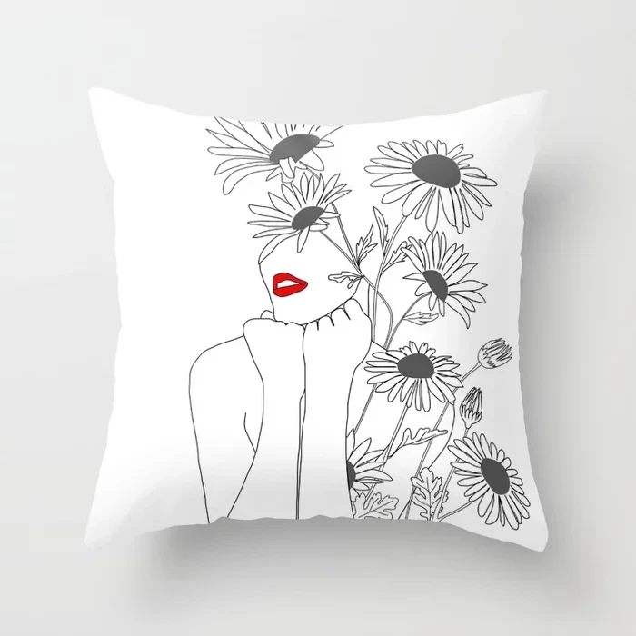 Cushion Covers06 Простая художественная линия Хлопок Чехол для подушки из полиэстера Декоративные Чехлы на подушку стула подушки для дома декоративные подушки - Цвет: Cushion Covers06