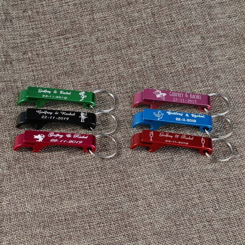 

2021 New Engraved Bottle Opener Key Rings Marriage Name and Date Wedding Day Keepsake Customs Wedding Favor Gifts