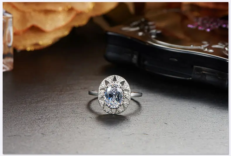 Ювелирные 18K кольца из белого золота для женщин овальный вырез настоящий дизайн кольца с муассанитом Алмазный боковой камень цветок помолвка
