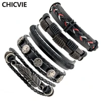 chicvie adjustable feather bracelet bangles charms for women mens silver leather bracelets bracelet cuir wrap homme sbr180125