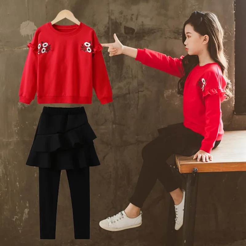 Одежда для подростков новинка весны 2019 комплекты одежды девочек пуловер с