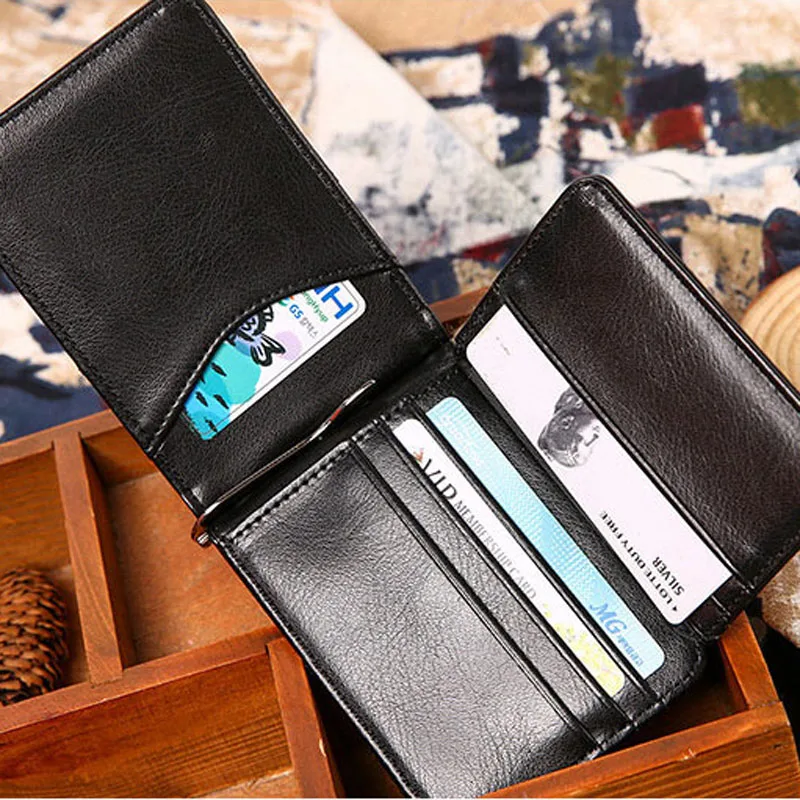 Модный портативный брендовый Короткий Мужской кожаный кошелек с зажимом для