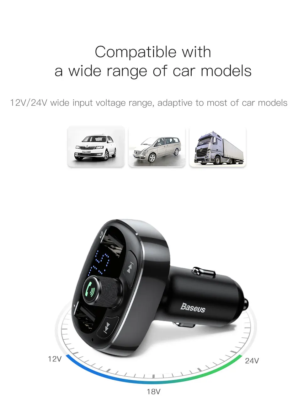 Baseus fm-передатчик модулятор Bluetooth Handsfree автомобильный комплект аудио mp3-плеер с 3.4A двойной USB автомобильный fm-передатчик зарядное устройство для телефона