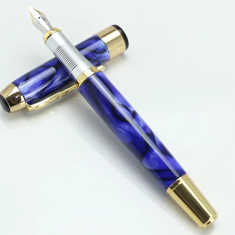 JINHAO 250 Роскошная темно синяя мраморная Золотая перьевая ручка средней длины