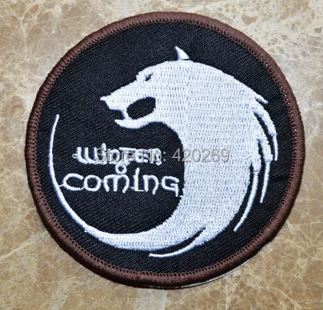

HOT SALE! Game White Wolf ~ Winter is coming~ Iron On Patches, sew on patch,Appliques,100% Quality