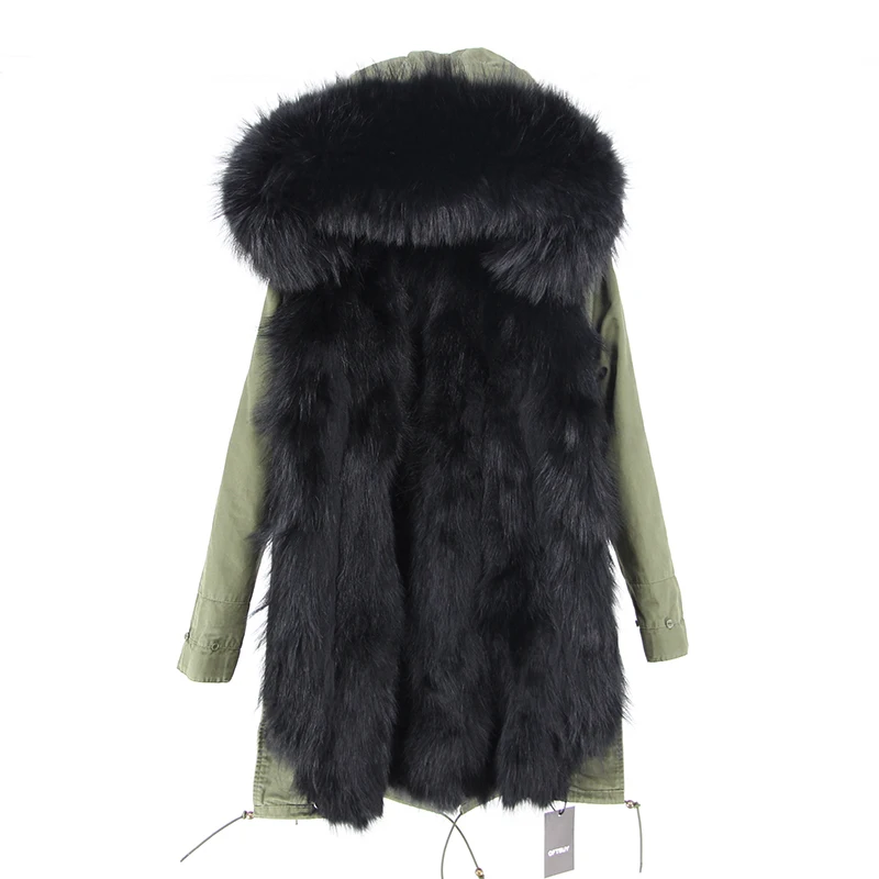 Бренд OFTBUY, новинка, пальто с натуральным мехом, зимняя куртка, Женская парка, большой воротник из натурального меха енота, Толстая теплая парка с подкладкой из лисьего меха