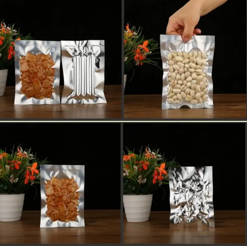 100pcs 18x24 cm (7.09&quotx9.84&quot) Transparent-Silver Aluminum Foil Poly Vacuum Sealer Bag Food | Обустройство дома