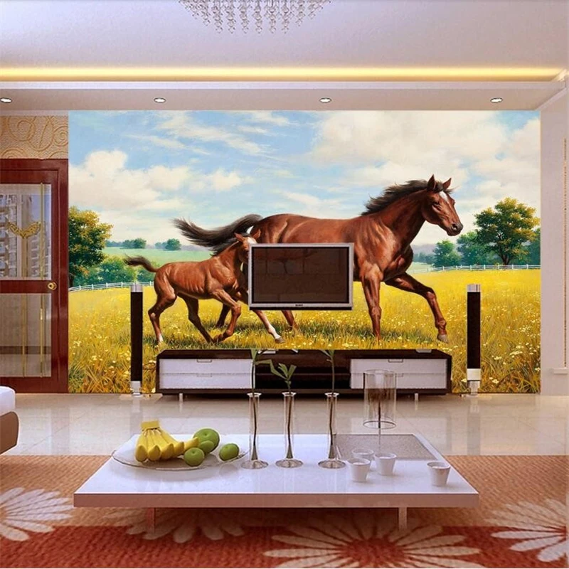 Обои beibehang из ткани с вспышкой/3d фото обои стереоскопические животные лошади
