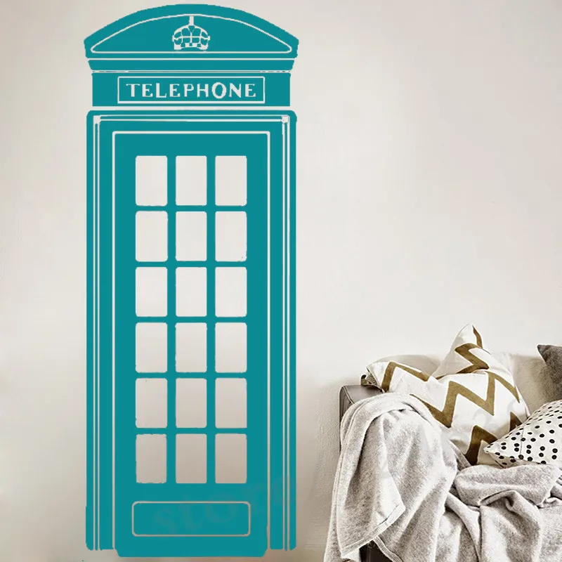 London Telephone Box Wall Sticker Retro Uk Phone Decal Mural Art Vinyl Decor | Дом и сад