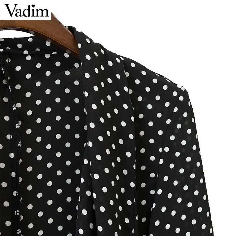 Vadim Женский блейзер в горошек зубчатый воротник длинный рукав галстук-бабочка