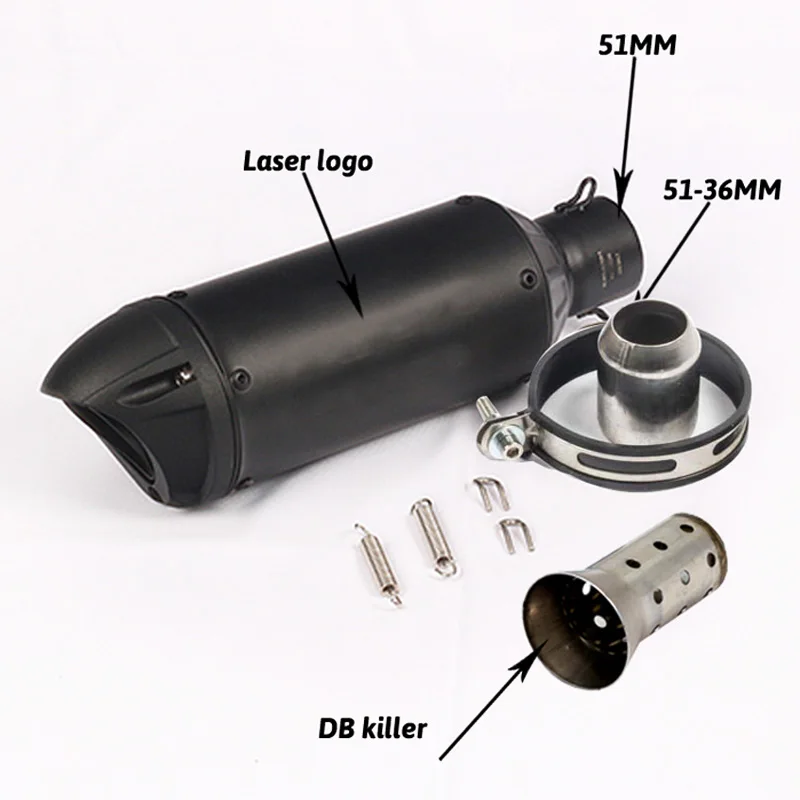 

51mm Universal Motorcycle Exhaust Muffler Pipe SC Laser For KAWASAKI Ninjia 250 ATV PCX155 NVX155 gsx 250r dl 250 650 gsr400