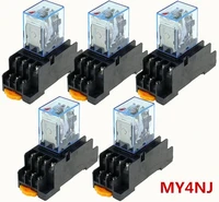 5pcs relay my4nj 220240v ac small relay 5a 14pin coil dpdt with socket base
