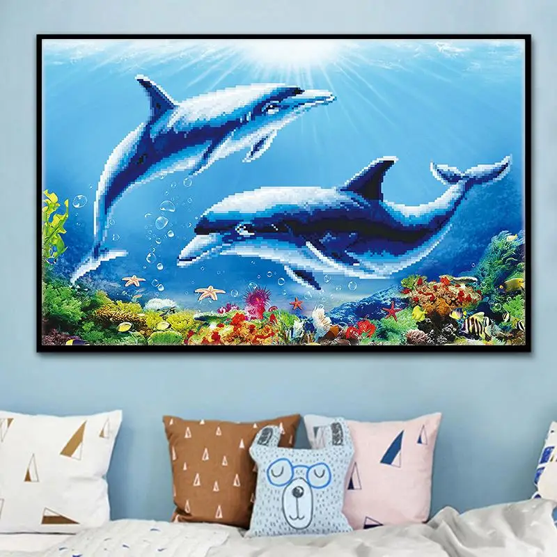 5D DIY Алмазная вышивка дельфин животное алмазная картина горный хрусталь крестом