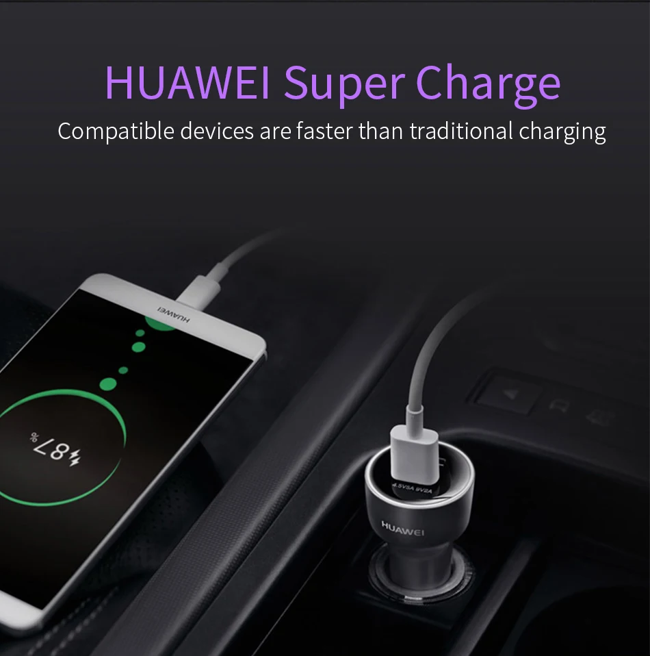 Huawei P10 P9 Plus Lite супер автомобильное зарядное устройство SuperCharge Быстрая быстрая зарядка 5V4. 5A Duable USB порт P10 P9 Plus Lite Mate20 pro