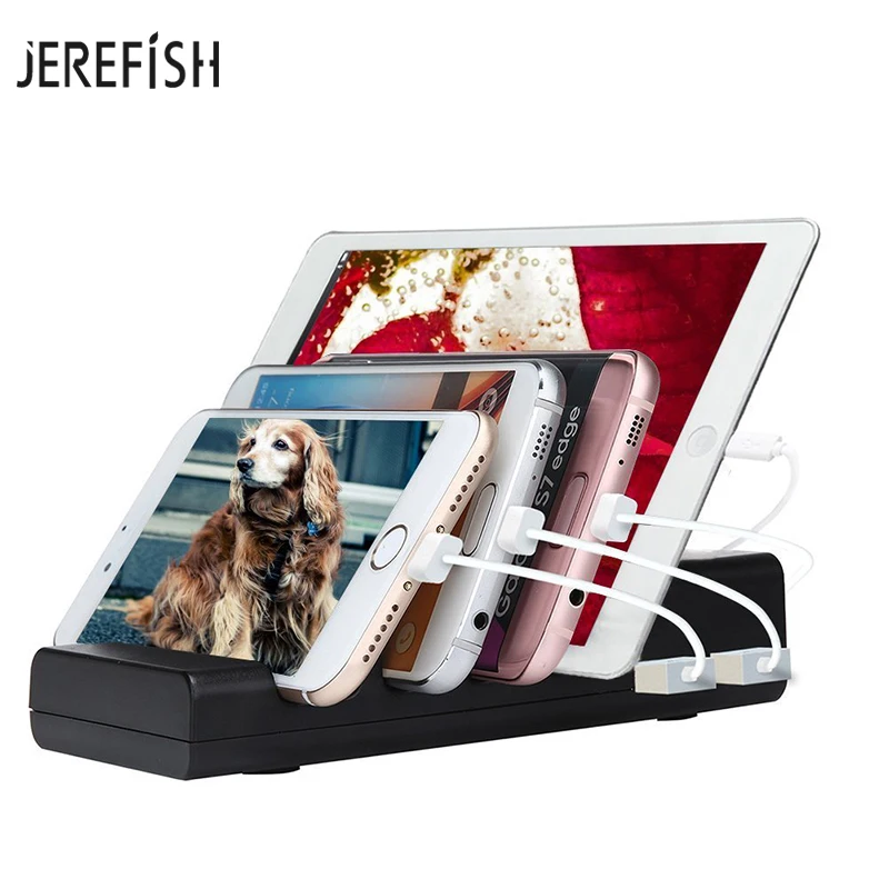 Зарядная Станция JEREFISH с 4 USB-портами Настольная док-станция несколькими портами