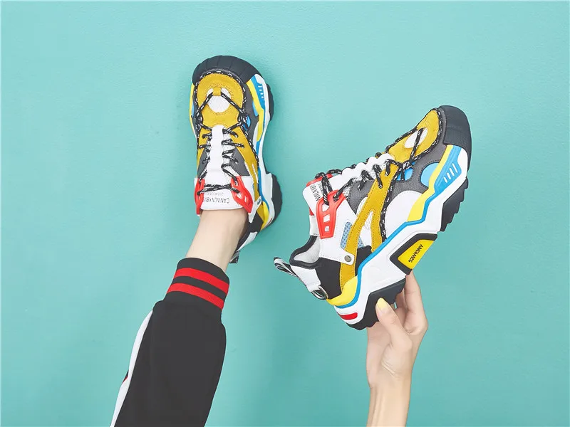 Повседневная Белая обувь; женские кроссовки на платформе; zapatos de mujer; модная брендовая обувь; chaussures femme; женская обувь из натуральной кожи; Цвет Черный