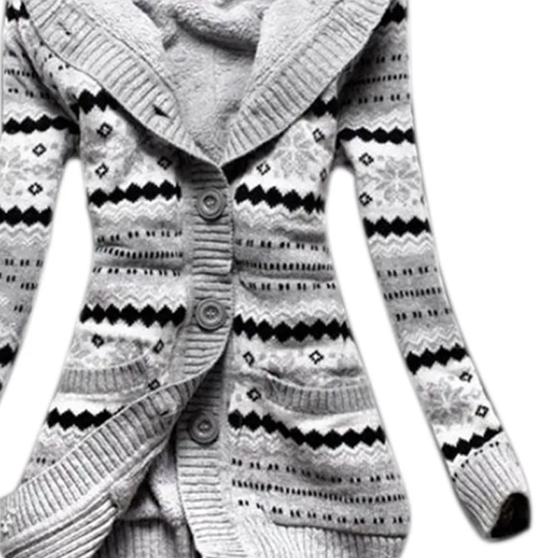 

New Arrival Women Winter Thick Hooded Cardigans Sweaters Fleece Warm Solid Loose Knitted Coat Long Sleeve Knitwear Outerwear