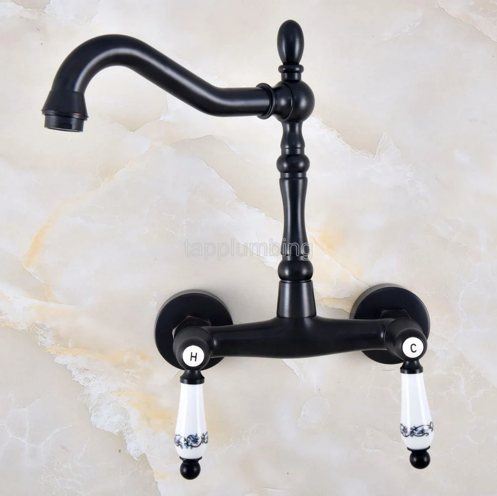 Swivel Black Oil Rubbed Brass Wall Mounted Bath/Kitchen Basin Sink Mixer Fauset tnf826 | Обустройство дома