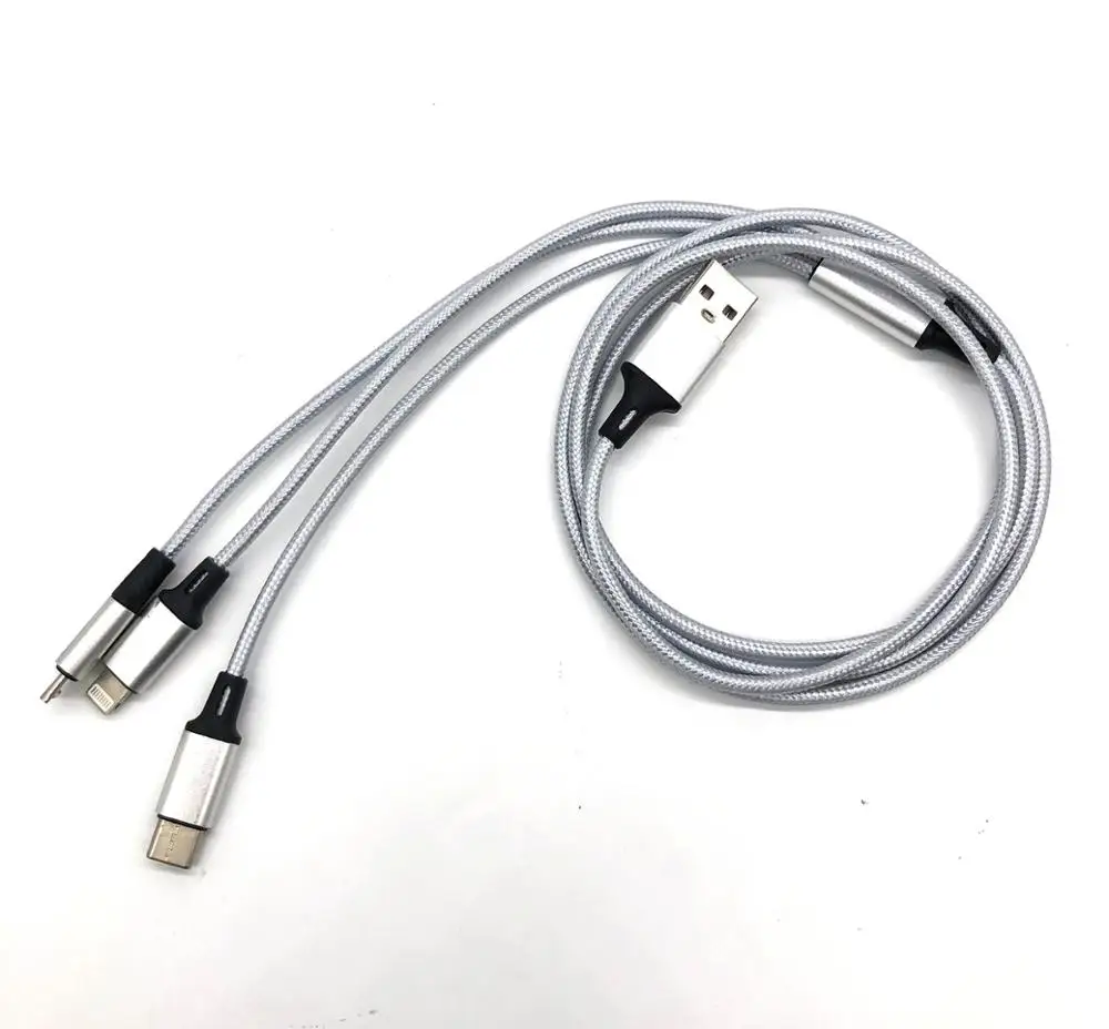Один тащите три кабеля для передачи данных USB Apple Android Typec Многофункциональный