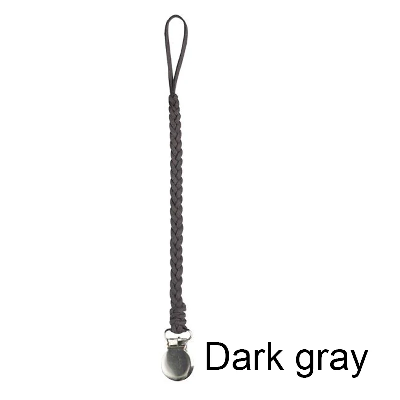 Dark gray Кожаная детская соска с зажимом и цепочкой, металлические зажимы, соска с плетеной веревкой, держатель для соски, соска с цепочкой для кормления ребенка - Цвет: Dark gray