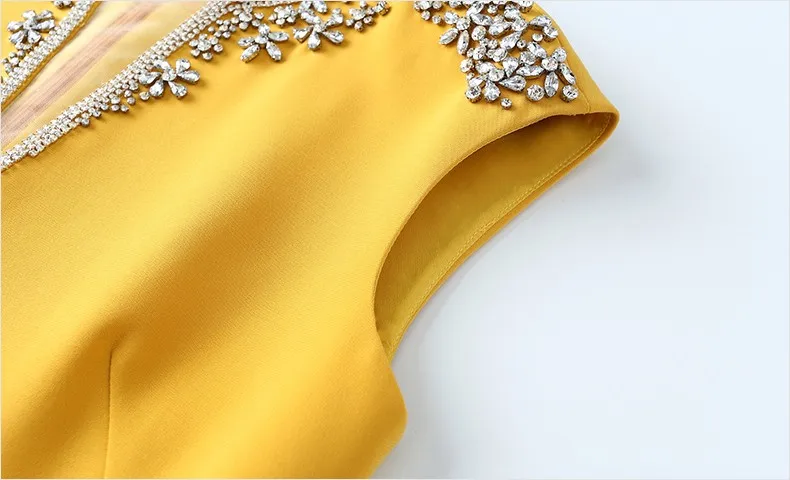 Luxury Crystal Beaded Design Summer Dress 2020 Elegant Lady Party Business Dinner Pencil Women Knee-Length Office Dresses | Женская