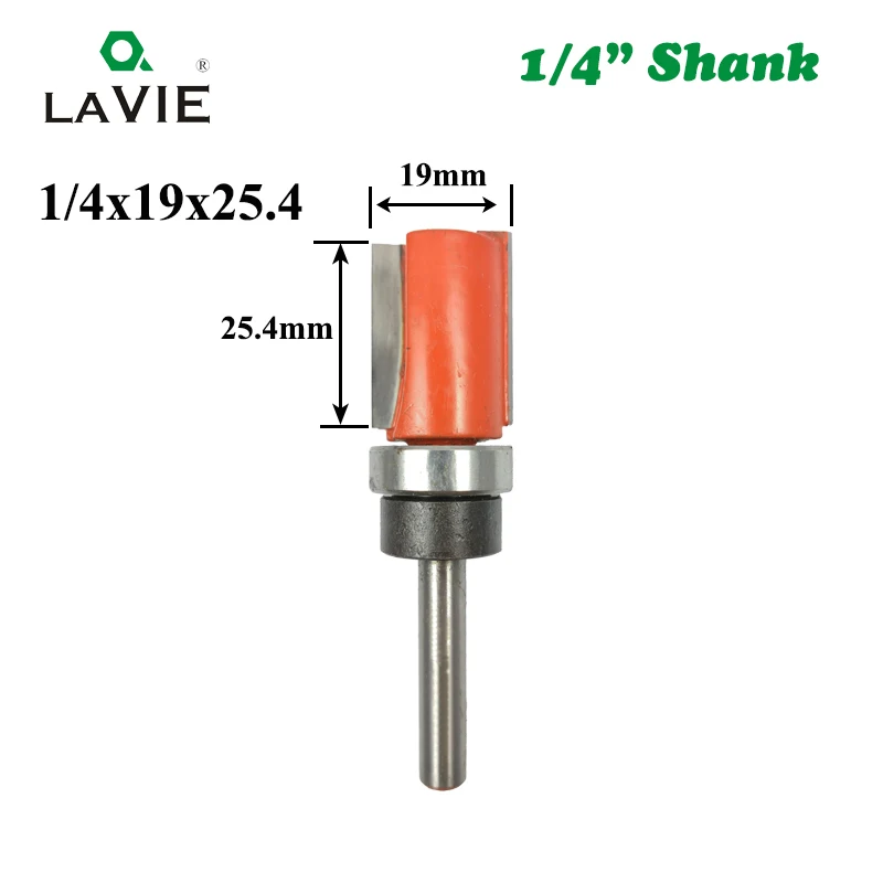 6.35x19x25.4mm LAVIE 1 шт. 1/" хвостовик с узором бит флеш-триммера бит прямой бит с подшипниковой петлей долбежный фреза для деревообработки резак MC01043 - Длина режущей кромки: 6.35x19x25.4mm