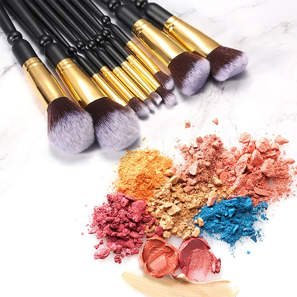 Набор кистей для макияжа Brochas Maquillaje Pinceis de maquiagem коричневый фон с деревянной