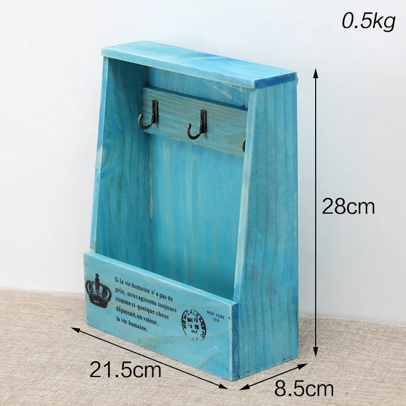 blue Coloffice 1 шт. креативные деревянные подставки для книг 21*8,5*28 см, многофункциональная коробка для хранения ключей в стиле ретро, Настенная декоративная настольная подставка для книг, принадлежности - Цвет: blue
