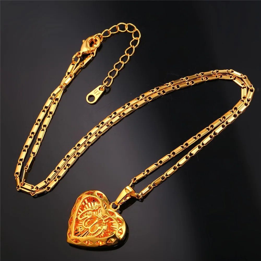 Allah Heart Necklaces &amp Pendants with Dubai chain Muslim Islam Necklace Women Vintage Accessories P176 | Украшения и