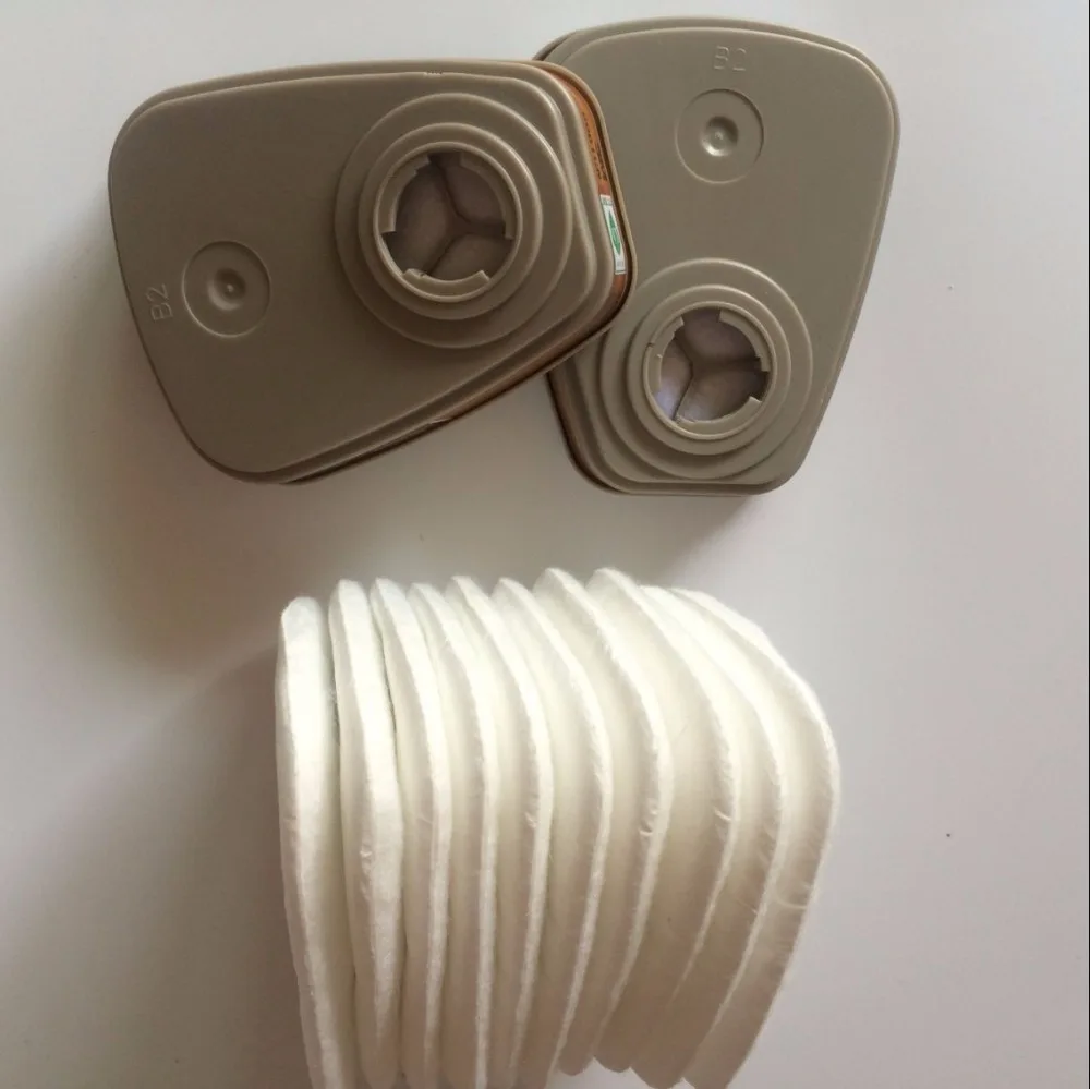 2 шт. противогаз фильтр коробки + 10 хлопковый респиратор аксессуар для 6200 маска и