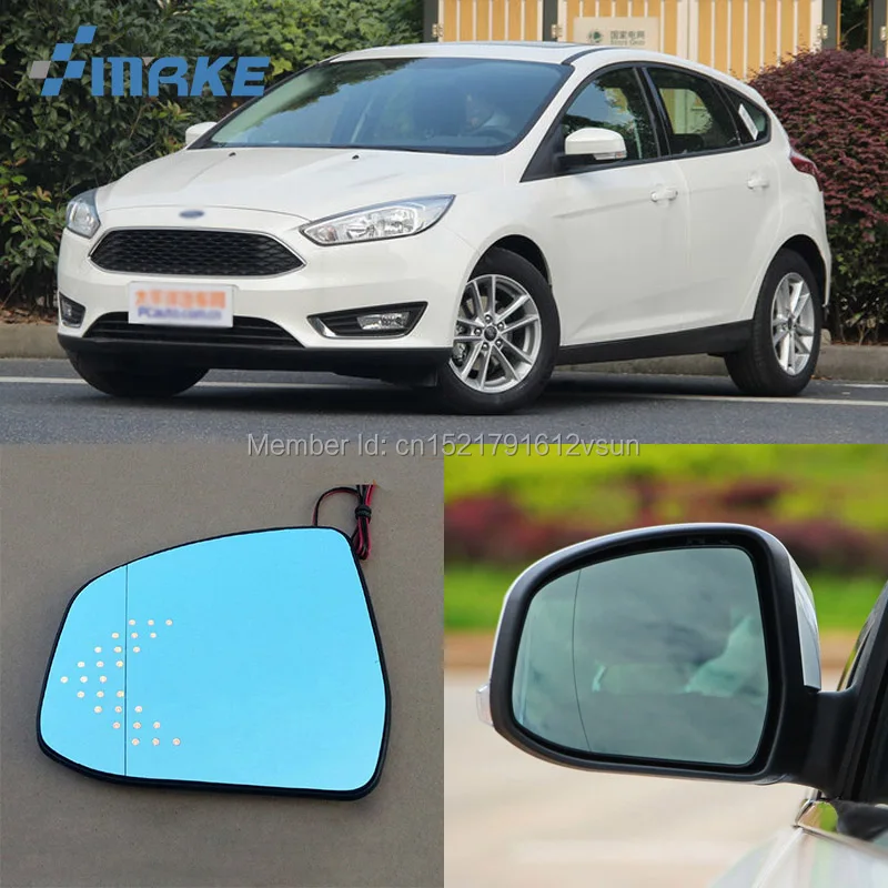 SmRKE, 2 шт., для Ford focus, зеркало заднего вида, синие очки, широкий угол, Светодиодные поворотники, светильник, Мощный нагрев