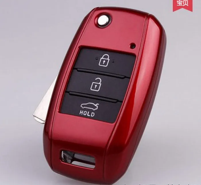 Чехол для автомобильного ключа, Чехол для автомобильного ключа для Kia K3, K5 sorento, Складывающийся ключ, автомобильные аксессуары, Стайлинг автомобиля - Название цвета: Красный