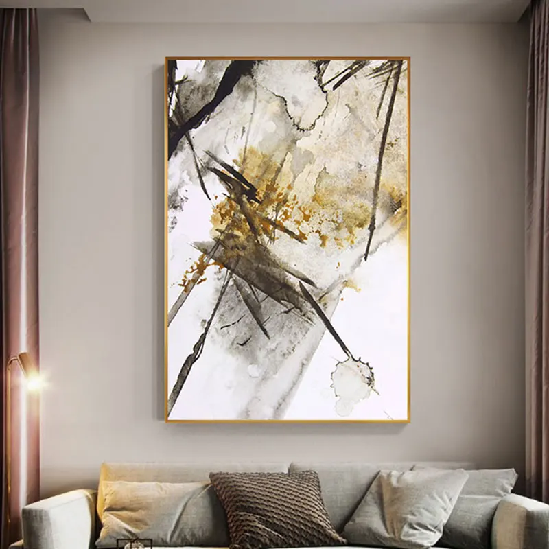 Картина в китайском стиле с брызгами чернил домашний декор современная