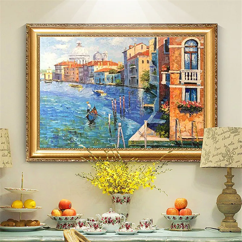 Ручная роспись море номер сидя номера украшает настенная живопись на холсте